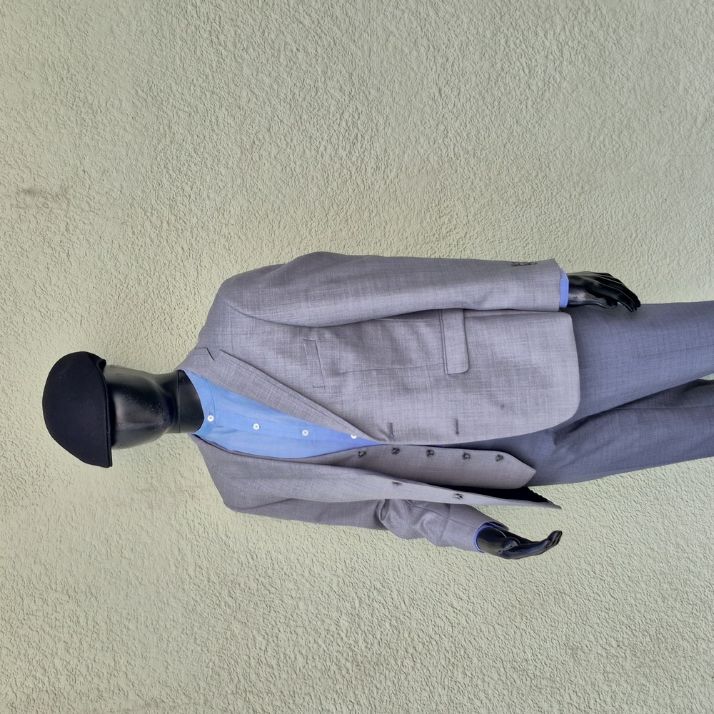 Allure Men's Vintage Grey Super 130's Ultra Slim Fit Luxury Blazer/Vest Set